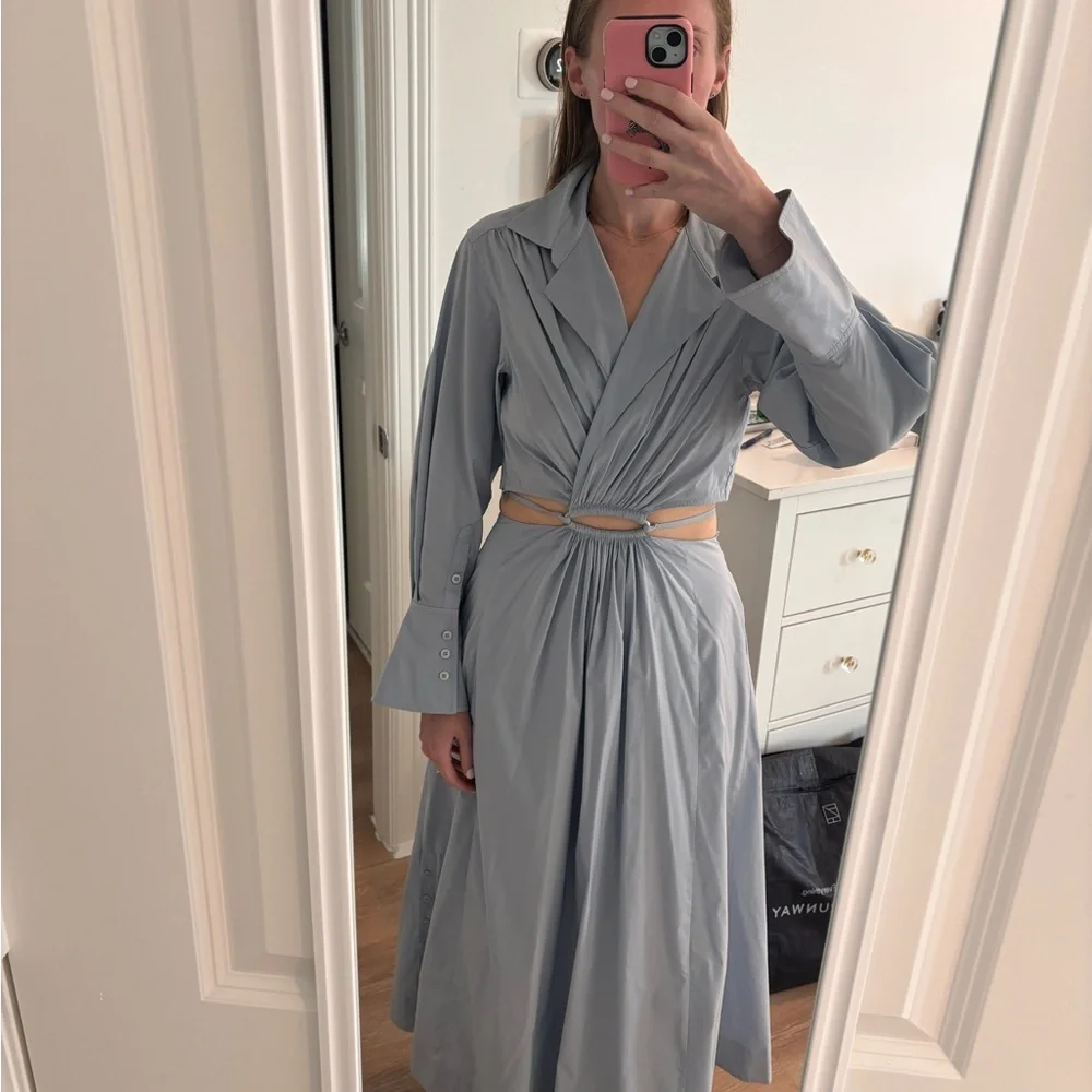 Jonathan Simkhai Light Blue Long Sleeve Dress - Picture 4 of 5